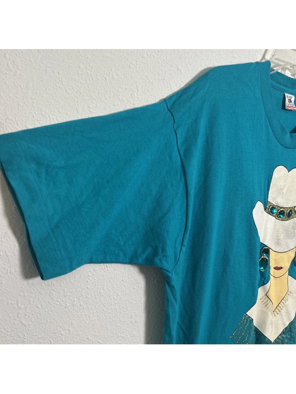 Vtg 90s Country Charm Jewels Gems Fruit Of The Loom Single Stitch Green Tee XL - Picture 6 of 14